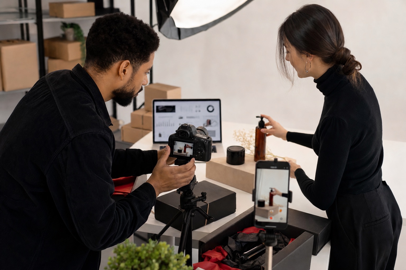 Ecommerce product photography and social media video content setup
